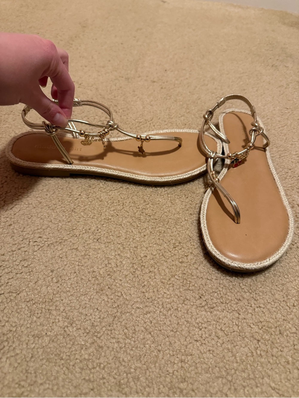 Gold Metallic Strappy Madden Girl Flat Sandals - Women's